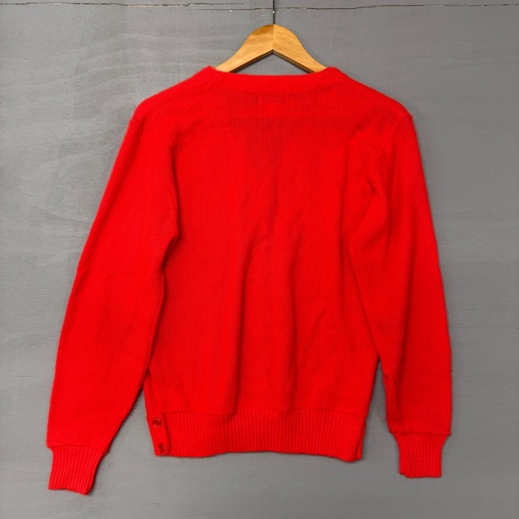 Vintage 80s Haymaker Lacoste Cardigan Sweater Red Vintage V-Neck Acrylic Large - Picture 4 of 8